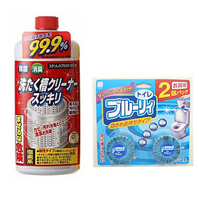 Combo nước tẩy vệ sinh lồng máy giặt + set 2 viên thả Toilet nội địa Nhật Bản