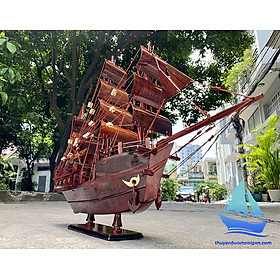 Thuyền buồm gỗ Cẩm Lai dài 55cm, trang trí bàn làm việc, quà tặng phong thủy