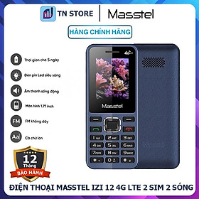 Điện thoại Masstel IZI 12 4G LTE - 2 Sim 2 Sóng - Pin 1000 mAh - Loa to - Hàng Chính Hãng - Bảo Hành 12 Tháng