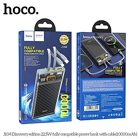 Pin sạc dự phòng nhanh 22.5W 10000mAh/20000mAh hàng chính hãng Hoco J104, sạc dự phòng có dây sẵn Hoco Mall Official