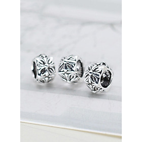 Combo 3 cái charm bạc chặn hạt họa tiết hoa văn - Ngọc Quý Gemstones