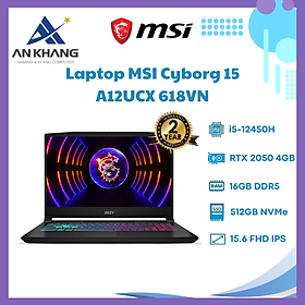 Laptop MSI Cyborg 15 A12UCX 618VN (i5 12450H/ Ram 16GB/ SSD 512GB/ RTX2050 4GB/ Windows 11/ 2Y/ Đen) - Hàng Chính Hãng - Bảo Hành 24 Tháng