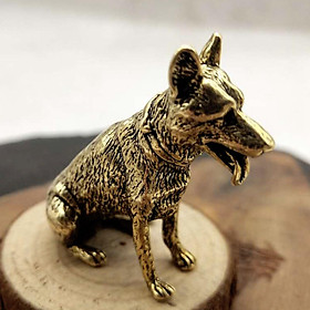 Dog Brass Figurine Feng Shui Brass Teas Pet Miniature Figurines Realistic Statue Sculpture Collection Crafts Brass Dog Statue for Office Home