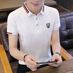 Áo thun polo nam ngắn tay có cổ thêu họa tiết chất vải thun cotton co giãn 4 chiều