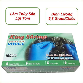 Mua Găng tay thủy sản HTC Gloves  găng tay lột tôm cao su Nitrile màu xanh  độ bền cao bám tốt  dẻo dai mang lại cảm giác thật  định lượng 5 8 gram/cái  hộp 100 cái