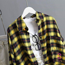 Áo sơ mi nam dài tay, họa tiết kẻ caro Flannel, chất dạ dày dặn, phong cách Hàn Quốc, hàng chuẩn y hình, áo sơ mi sọc unisex ulzzang, áo sơ nam, áo sơ mi nữ, áo sơ mi couple đều măc được, áo khoác ngoài sơ mi