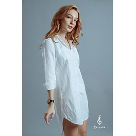 Đầm Linen WHITE shirt dress for women