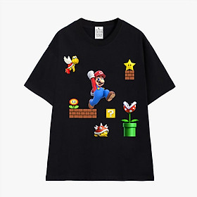 Cao cấp - Áo thun tay lỡ unisex nam nữ oversize Super Mario game BND49