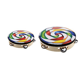 2pcs Musical Tambourine Drum Bell Round Percussion for Kids Educational Toys