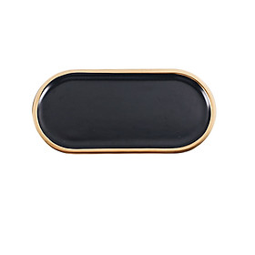 Mua Khay oval nhỏ gốm sứ cao cấp phong cách hiện đại màu đen MARBLE 5272DS