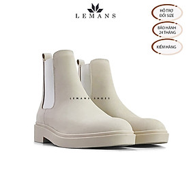 Giày da bò Lộn NuBuck Chelsea Boots Tan LEMANS đế tan hạt kim cương tăng cao 4cm khuôn độc quyền BH 24 tháng