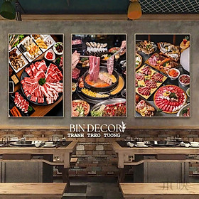 (ẢNH CHỤP THẬT) Tranh treo tường tráng gương lẩu nướng 6 trang trí quán ăn, nhà hàng