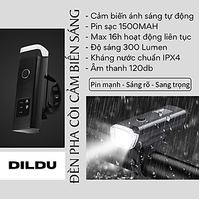 Đèn Còi Xe Đạp Siêu Sáng XPG HJ-047 - Đèn Cảm Biến Ánh Sáng Tự Động - Đèn Led Xe Đạp Thể Thao Pin 2000mAh - Sạc USB - Phiên bản có Còi, âm thành 120db - Hàng Chính Hãng Cao Cấp