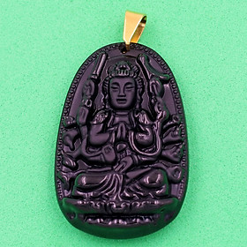 Mặt Phật Thiên Thủ Thiên Nhãn thạch anh đen 4.3cm ( cả nam và nữ)