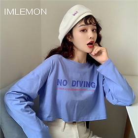 Áo Thun Croptop Tay Dài Nữ In Hình HAPPY BEAR - ON DIVING - IGNITION Siêu Cute - Năng Động