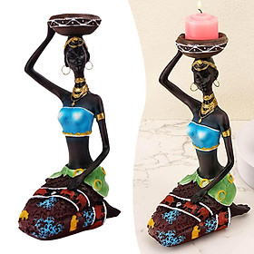 African Women Statues Candlestick Tea Lights Candle Holder Home Room