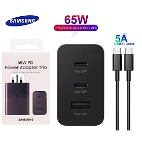 Mua Bộ dây và củ sạc siêu nhanh samsung 65w type C  sạc 3 thiết bị cùng lúc  dùng cho Samsung S22  S22 Plus  S22 Ultra  S21/plus/ultra  Note 20/ultra  S20  Note 10/plus  S10/10plus  Note 9  S9/plus  Note 8  S8/plus - Hàng chính hãng