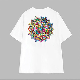 Cao cấp - Áo thun oversize in lưng họa tiết vòng tròn Mandala nhiều màu sắc Mandala