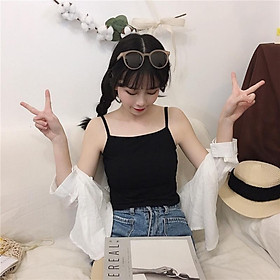 Áo Hai Dây Màu Đen Phong Cách Hàn Quốc Cho Nữ