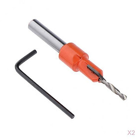 2 Piece 8mm Shank Countersink Drill Bit with Hex Key for Wood DIY, 10mm Diameter