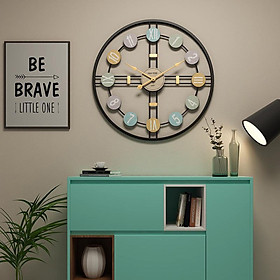 40cm Metal Wall Clock Vintage Hanging Wall Clock Silent Iron Roman Numeral Decorative Clock Watch Living Room Bedroom Kitchen Office Clocks