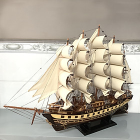 Mô hình thuyền gỗ thuyền trang trí tàu chở hàng France II - Gỗ muồng đen - Thân tàu dài 60cm - Buồm vải bố