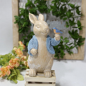 Lovely Rabbit Animal Statue Wood Effect Gifts Standing Ornament Decor