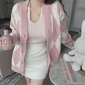 MS441 Áo khoác len cardigan hình trám form rộng