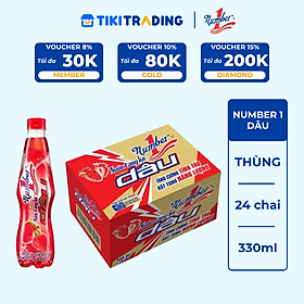 Thùng 24 chai Nước tăng lực Number 1 hương dâu chai PET 330 ml