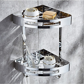 Kệ góc nhà tắm 2 tầng bằng inox 304 - R008
