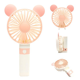 Quạt Mini Cầm Tay Cao Cấp Có Thể Gấp Tiện Dụng, Fan 2 Tốc Độ Gió Kèm Usb Cắm Sạc Hình Tai Chuột
