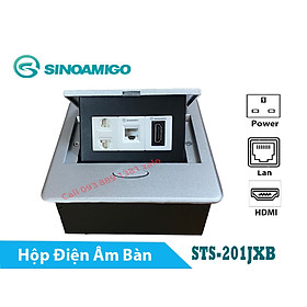 Hộp ổ cắm điện âm bàn Sinoamigo STS-201JXB màu bạc, thiết kế đa năng, nhỏ gọn - Hàng nhập khẩu chính hãng