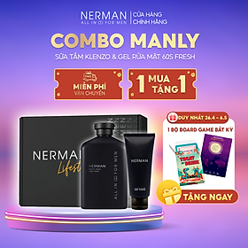 Combo Manly Nerman - Sữa tắm gội hương nước hoa cao cấp 350ml & Gel rửa mặt ngừa mụn 100ml