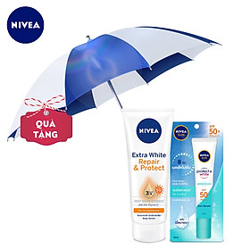 Combo Tinh Chất Dưỡng Thể Dưỡng Trắng NIVEA Ban Ngày Giúp Phục Hồi & Chống Nắng SPF50 (180ml) - 88314 & Tinh Chất Chống Nắng NIVEA Dưỡng Trắng & Kiểm Soát Dầu SPF50+ PA+++ (30ml) - 86060 TẶNG DÙ THỜI TRANG CAO CẤP NIVEA