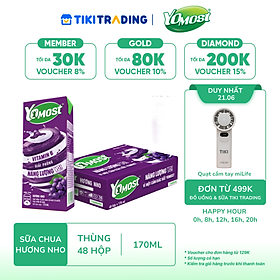 Thùng 48 Hộp Sữa Chua Lên Men Tự Nhiên Yomost Vị Nho (170ml/Hộp)