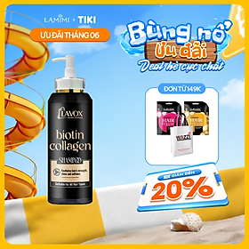 Bộ Dầu Gội & Dầu Xả Biotin Collagen Lavox Online Shopping 300ml - Dưỡng Tóc Mượt, Giảm Gãy Rụng Lamimi Chính Hãng