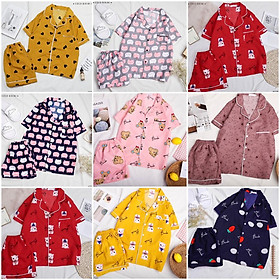 Đồ Bộ Pijama - Bộ lụa satin dài tay hoạ tiết Cao cấp