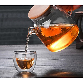 Mua Bình Trà Thủy Tinh Nắp Gỗ Lõi Lọc Lò Xo 700ml - 1000ml