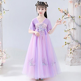 DONGSHOP Cô gái Hán phục mùa hè trẻ em ăn mặc mùa hè ăn mặc Trung Quốc phong cách cổ trang mùa hè cô gái cổ trang váy