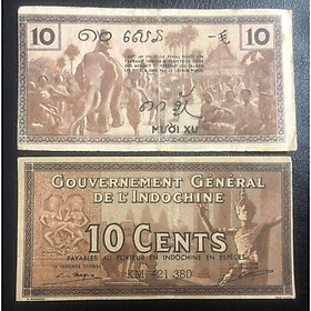 Mua Tiền Việt Nam đông dương 10 cent Indochine sưu tầm  tiền cổ đông dương thật 100%  kèm bao bảo quản  - tặng kèm túi nilon PASA NUMIS để bảo quản