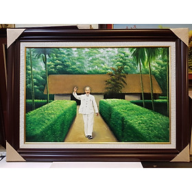 Mua TRANH VẼ SƠN DẦU - BÁC HỒ VẪY TAY CHÀO