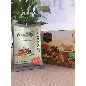 Mua 1 Hộp Bột Ngũ Cốc Nảy Mầm Vegan TAMI 450g ( Hộp 25 gói x 18g/gói ) – Tặng 1 Bột nêm Ngưu Báng 60 gram không bột ngọt
