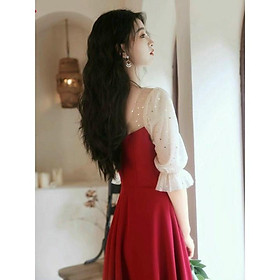 Đầm xoè phối lưới sao xinh xắn thời trang Hàn Quốc Tôn Dáng Qúy Phái thanh lịch cho các nàng