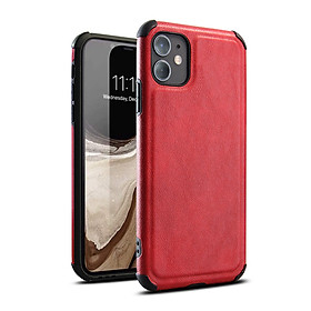 Ốp lưng da chống sốc dành cho iPhone 7  8  SE 2020  7 PLUS  8 PLUS  X  XS  XS MAX  XR  11  11 PRO  11 PRO MAX  12 MINI  12  12Pro  12 Pro Max - Hàng chính hãng - 11 - Đỏ