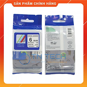 Nhãn In TZ2-S211 - Đen nền trắng 6mm x 8m - Dùng cho máy in BROTHER - AIMO - PUTY [Hàng nhập khẩu]