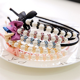 Cài tóc ngọc trai pha lê cài tóc nơ phong cách hàn quốc - Đen