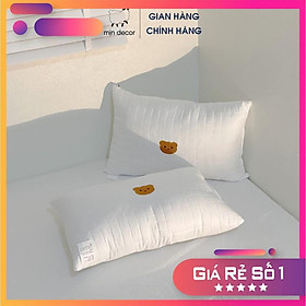 Mua Gối nằm  thêu gấu form cao bông gòn cao cấp mềm mại thoáng mát