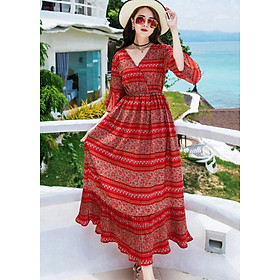 Đầm Maxi Họa Tiết BY4314A - Đỏ (Size