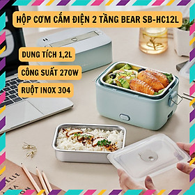 Mua Hộp Cơm Cắm Điện Sothing Bear SB-HC12L  Dung Tích 1 2L  2 Tầng  3 Ngăn  Hâm Nóng Cực Nhanh  Ruột Inox 304 An Toàn- Hàng Chính Hãng