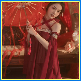 P20 Đồ ngủ cosplay cổ trang hai dâu xuyên thấu hở lưng sexy - Đầm ngủ hai dây gợi cảm - Váy ngủ xuyên thấu gợi cảm